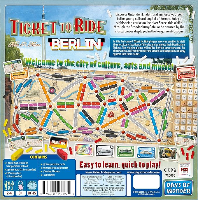 Ticket to Ride Berlin Board Game - Train Route-Building Strategy Game, Fun Family Game for Kids & Adults, Ages 8+, 2-4 Players, 10-15 Minute Playtime, Made by Days of Wonder