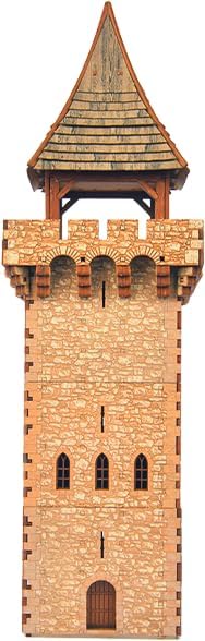 Castle Tower 100mm - DIY Wooden Building Kit for Teens and Adults, Suitable for Playing with Family - Realistic