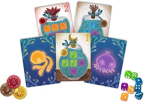 Z-Man Games Noctiluca Board Game - Dive into The Glowing Depths in This Colorful Dice Game! Strategy Game for Kids & Adults, Ages 8+, 1-4 Players, 30 Minute Playtime, Made