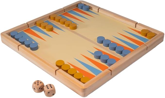 Neato Time to Play 8-in-1 Wooden Board Game Set – Chess, Checkers, Backgammon, Bowling, Sling Puck, Snakes and Ladders, Racing – Classic Family Game for Kids & Adults – Great for Game Night & Travel