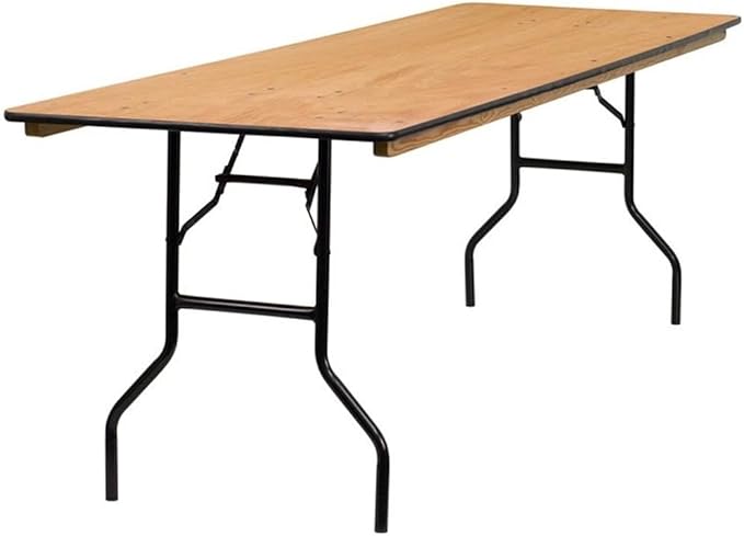 Flash Furniture Gael 8-Foot Rectangular Wood Folding Banquet Table with Clear Coated Finished Top