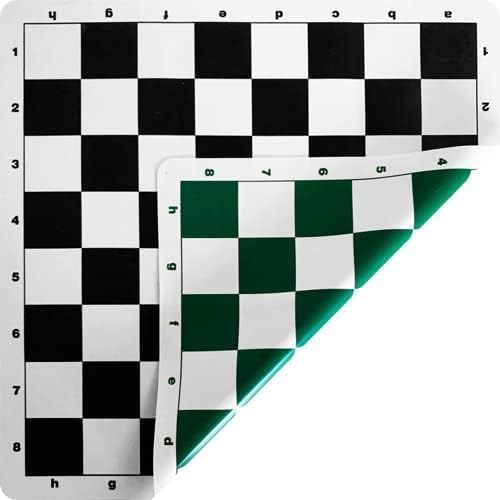 20 Inch Patented Chess Board - Foldable & Reversible Tournament Regulation Size Silicone Mat - Spill-Proof, Stain-Resistant, Roll-Up Travel Double-Sided Board for Adults and Kids - Portable & Durable.