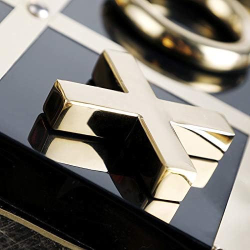 Modern Tic Tac Toe for Home Decoration, Gold and Black Hand Crafted with Black Wood and Gold Color Stainless Steel, Decorative Tic Tac Toe, Table Top Decoration, X/O Board