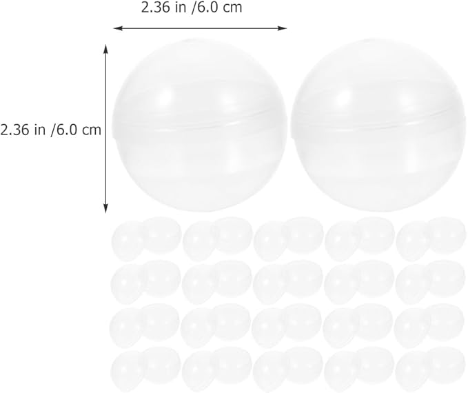Luxshiny 50pcs Vending Machine Capsules 2.3 Inch Translucent Round Capsules Plastic Refillable Balls for Gumball Machines 60mm