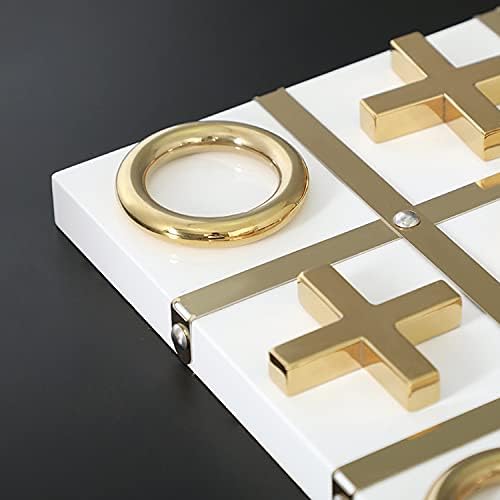 Modern Tic Tac Toe for Home Decoration, Gold and White Hand Crafted with White Wood and Gold Color Stainless Steel, Decorative Tic Tac Toe, Table Top Decoration, X/O Board