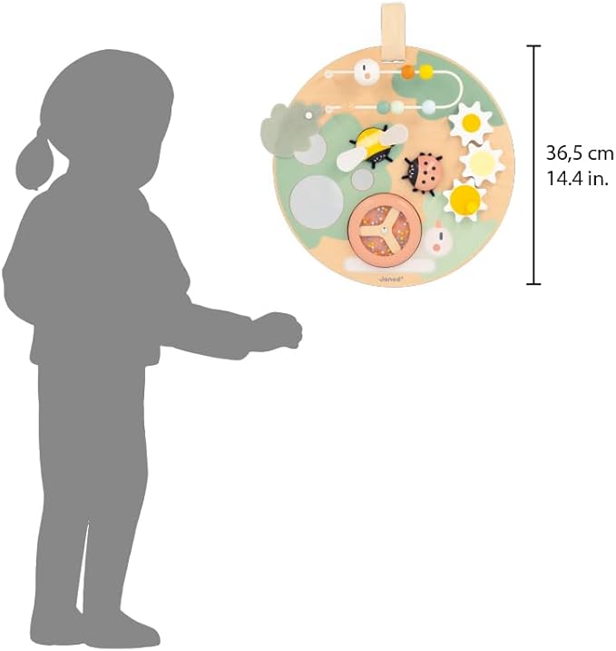 Janod Sweet Cocoon Wooden Multi-Activity Hanging Busy Board - Ages 12 Months - 3 Years - J04057