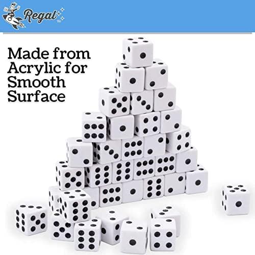 Regal Games Dice Set 6 Sided - Playing White 16mm - Square Dice for Classroom or Family Game Night - 1000 Dice