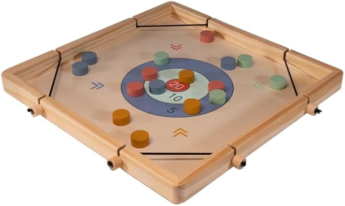 Neato Time to Play 8-in-1 Wooden Board Game Set – Chess, Checkers, Backgammon, Bowling, Sling Puck, Snakes and Ladders, Racing – Classic Family Game for Kids & Adults – Great for Game Night & Travel