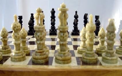 Handmade Wood & Marble Chess Set (12x12 inch) Classic, Folding Design with fine Workmanship. Weighted Pieces for Tournament Play for Chess Lovers, Housewarming, Retirement Board Games