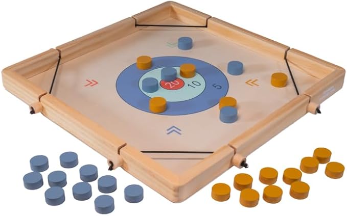 Neato Time to Play 8-in-1 Wooden Board Game Set – Chess, Checkers, Backgammon, Bowling, Sling Puck, Snakes and Ladders, Racing – Classic Family Game for Kids & Adults – Great for Game Night & Travel