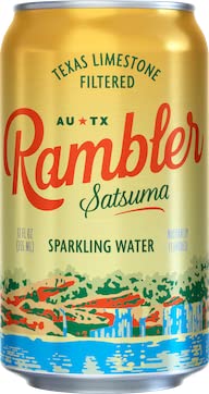 AUTX RAMBLER Sparkling Water, Texas Limestone Mineral Blend, Satsuma Flavor, 12-Ounce Cans, 12-Pack