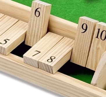 14" Dulexe Upgraded Shut The Box for 2 4 Players Math Family Game Night Quick Dice Game for Party Camp Bar Travel Class School Wooden Table Top Board Game for Adults Kids Couple Elder