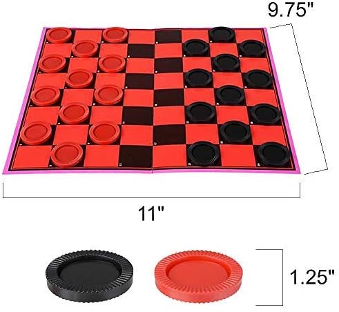 Gamie Checkers Board Game for Kids, Set of 6, Classic Checkers with Red and Black Pieces, Fun Travel Games for Kids and Adults, Cool Birthday Party Favors and Goodie Bag Fillers