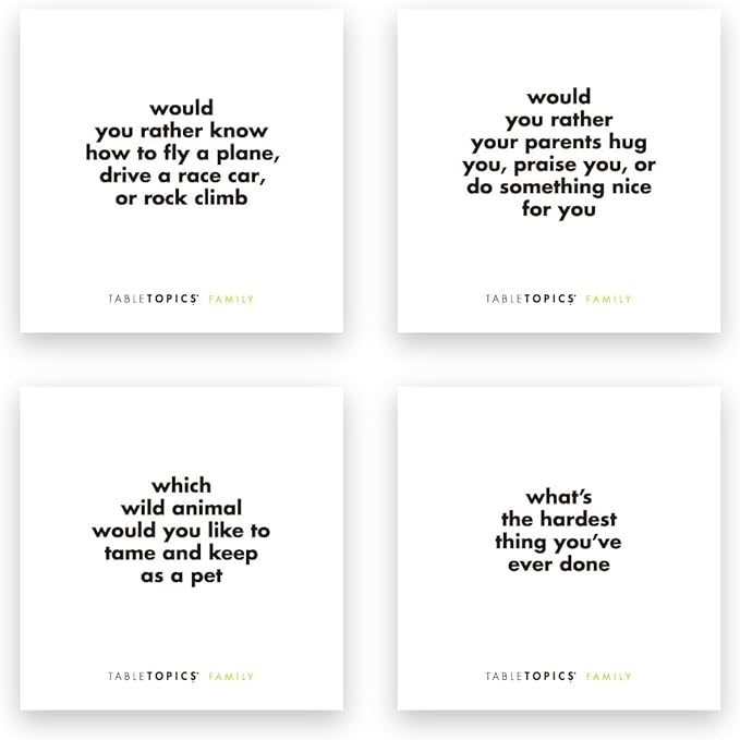 TableTopics Family Question Card Game - 135 Conversation Starter Cards for Family Time at the Dinner Table, Family Game Night, Great Questions to Ask Kids and Parents