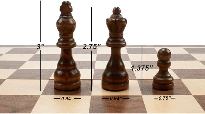 GSE Games & Sports Expert 15" Wooden Chess Set, Folding Chess Board Set with Pieces Storage Slots, Portable Travel Game for Adults & Kids