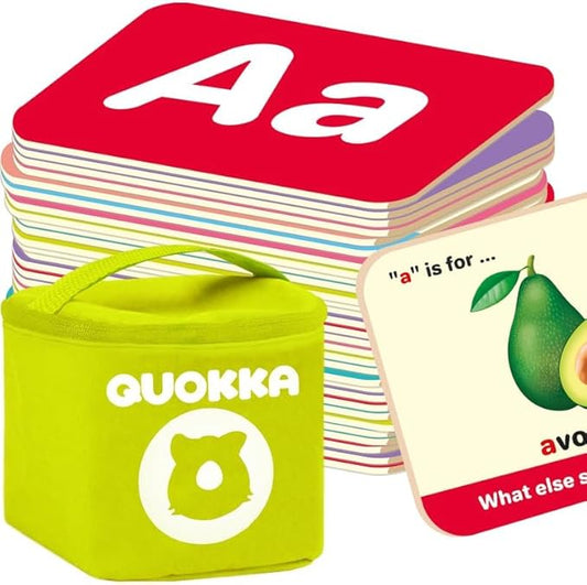 QUOKKA ABC Learning Flash Cards for Toddlers 1-3 Years - 120 Flashcards for Kids 2-4 in a Bag - Alphabet Numbers Letters Preschool Activities Ages 4-8 - Gift Speech Therapy Toys 1-3-5 yo