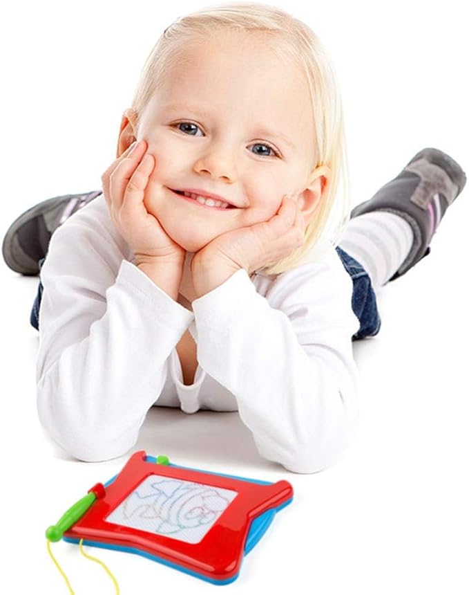 16pc Mini Magnetic Drawing Board, 4-Colors Travel Size Erasable Doodle Magna Board Toy, Small Writing Painting Sketching Pad, Educational Learning and Classroom Prizes for Toddler Boy Girl Kids Child