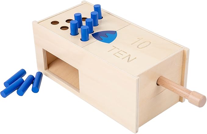 Adena Montessori Toys Wooden Peg Drop Box Tumble Down Counting Pegs Number Games - Fun and Exciting Way to Learn 1-10 Numerals Early Math Skills Development
