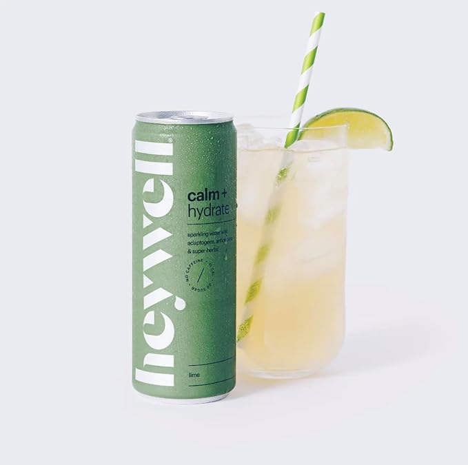 Heywell Sparkling Adaptogenic Water, Variety Pack 12 Fluid Ounce (Pack of 12) Includes - Lime, Grapefruit, Orange Mango, Strawberry Lemon - Calm Drink, Sparkling Drink