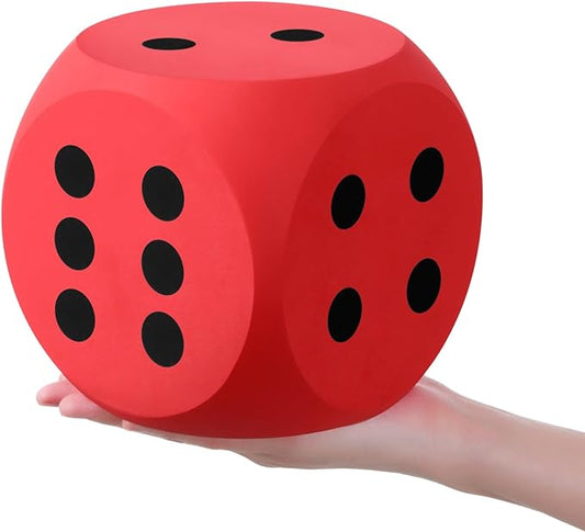 Shappy 6 Inches Foam Dice Fun Filled Large Educational Toy Kawaii Giant Dice Decorative Eva Foam Jumbo Cube Big Square Building Blocks for Game Nights Learning Sessions(Red,2 Pcs)