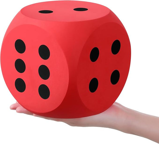 Shappy 6 Inches Foam Dice Fun Filled Large Educational Toy Kawaii Giant Dice Decorative Eva Foam Jumbo Cube Big Square Building Blocks for Game Nights Learning Sessions(Red,1 Pc)