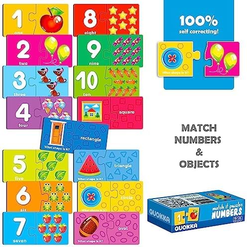 QUOKKA 5X MEGASET Puzzles for Toddlers 3-5 - Matching Games for Kids Ages 2-4 - Numbers Animals Opposites ABC Learning for Toddlers 1-3 Year Old - Educational Toy Activities for Boy and Girl