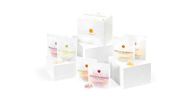ISSEI Mochi Gummies Chewy Candy | Soft & Chewy | Award Winning | Gelatin-Free, Non-GMO, Kosher | Delicious Snack | 1.76 Oz (6 Pack, Rainbow Variety)