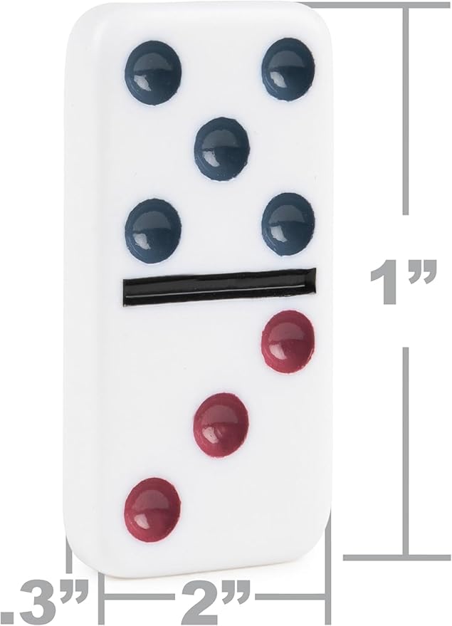 Dominos Set for Adults – Professional Double 9 Dominoes Set of 55 Tiles, Metal Spinner, Classic and Travel Board Game with Wood Case Juegos de Mesa (Color Dot)