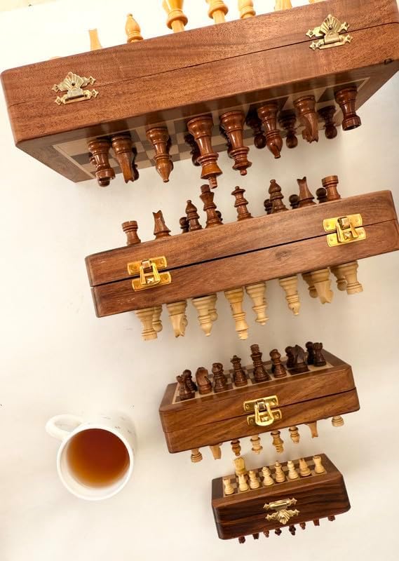 Foldable Magnetic Travel Chess Set with Folding Chess Board | Educational Toys for Adults | 2 Player Portable Game (10 Inches)
