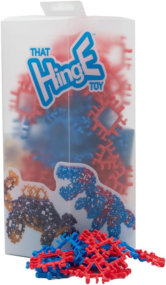 That Hinge Toy 150 Piece Red + Blue Set, Dinosaur + More STEM Construction Toy Building Set