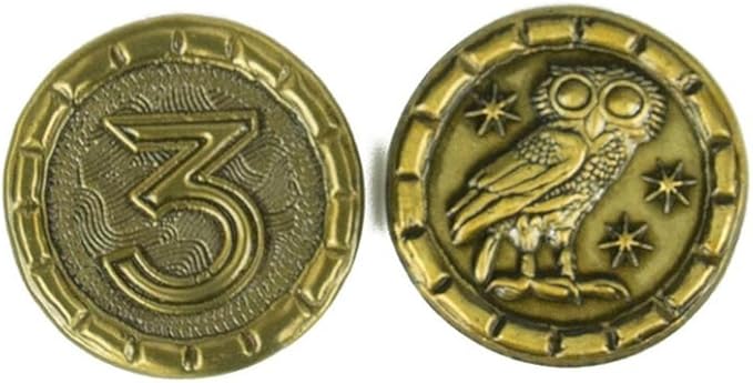 The Broken Token Prop Coins - Wondrous Metal Replica Coins for 7 Wonders, Pack of 57 - Fantasy Novelty and Replica Coins