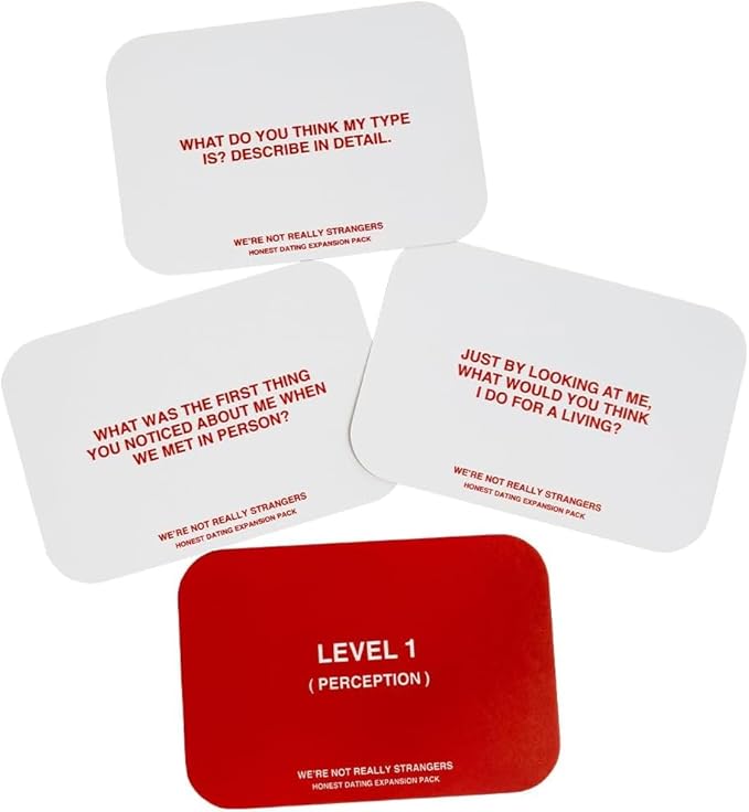 WE'RE NOT REALLY STRANGERS Honest Dating Expansion Pack Card Game – 50 Cards & Wild Cards – Conversation Cards for Couples, Adults, & Teens for Date Nights & Game Nights, Ages 18+, 2 Players