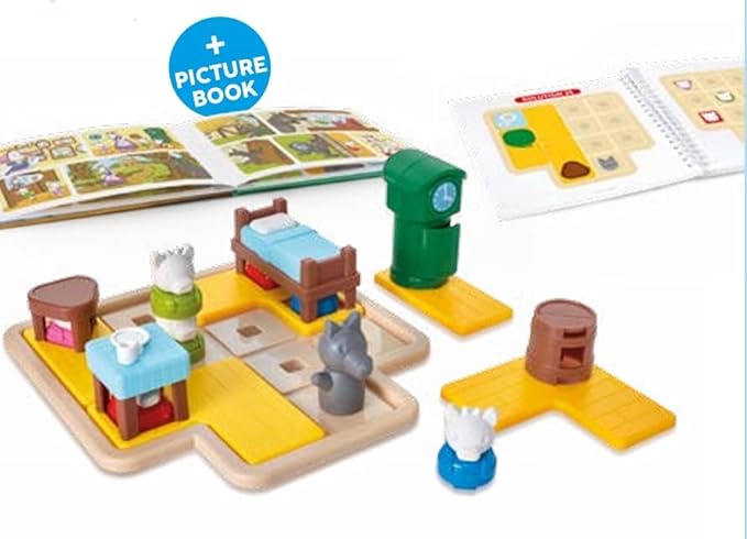 SmartGames Hide and Goat Seek - A Preschool Puzzle Game for Ages 3-7 Featuring 48 Challenged and a Bonus Picture Book