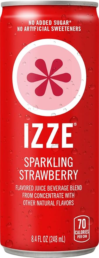 IZZE Sparkling Water Juice Beverage Blend, Dawn Variety Pack, Mango, Clementine, Strawberry, Pomegranate, No Sugar Added, 8.4 FL OZ, 24 Cans