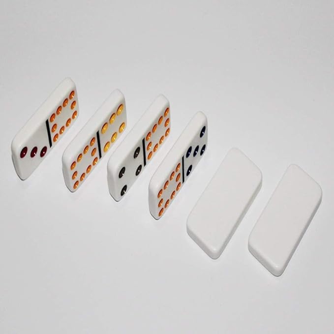 Dominos Set for Adults – Professional Double 9 Dominoes Set of 55 Tiles, Metal Spinner, Classic and Travel Board Game with Wood Case Juegos de Mesa (Color Dot)