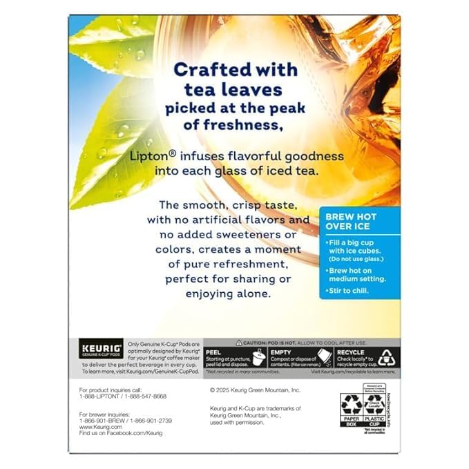 Lipton Iced Tea K-Cups, Unsweetened Black Iced Tea, 24 K-Cup Pods