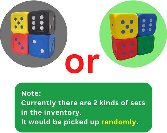 Macro Giant 6 Inch PU Foam Jumbo Big Playing Dice, Set of 4, Basic Color, Math Teaching, Teaching Aids, Board Games, Kid Toy