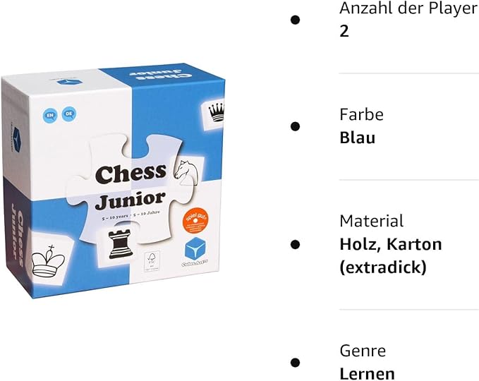 Chess Junior - Chess Set for Kids Ages 4 5 6 7 8, Board Game, Winner of The Brain Child Toy Award, Blue