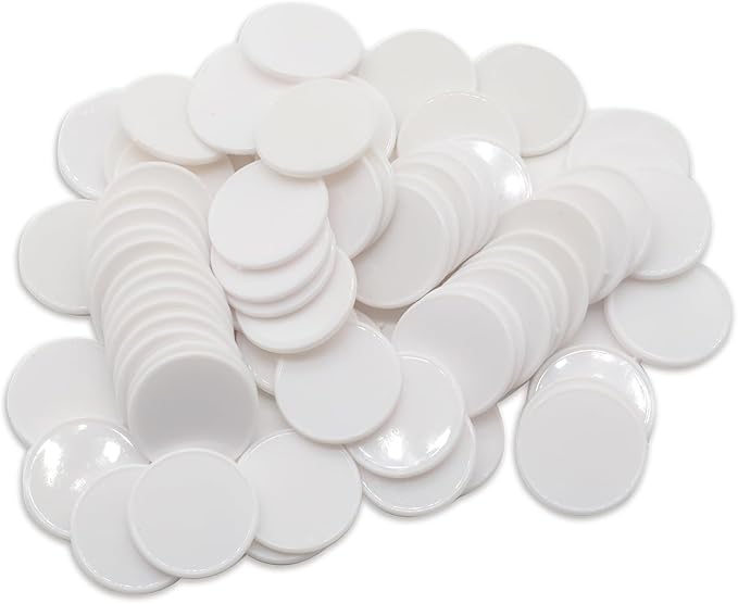 Set of 100 Opaque Plastic Learning Counters Mini Poker Chips Game Tokens with Storage Box (White, 1.58 Inch)