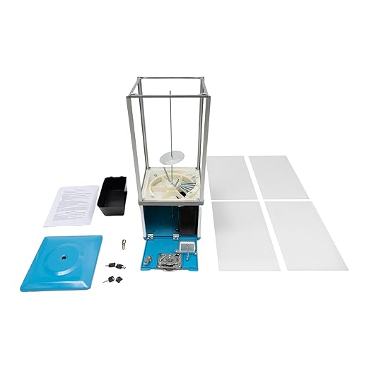 Candy Vending Machine 4X 25 Cents Toys Candy Dispenser Gumball Machine for Retail Stores Parks Game Halls and Home,10.2x10.2x25.2in,with 2 Keys (Blue)