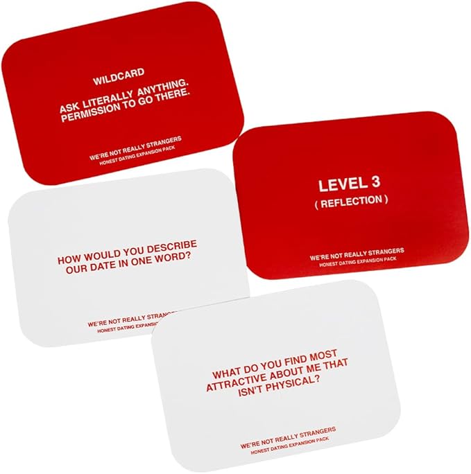 WE'RE NOT REALLY STRANGERS Honest Dating Expansion Pack Card Game – 50 Cards & Wild Cards – Conversation Cards for Couples, Adults, & Teens for Date Nights & Game Nights, Ages 18+, 2 Players