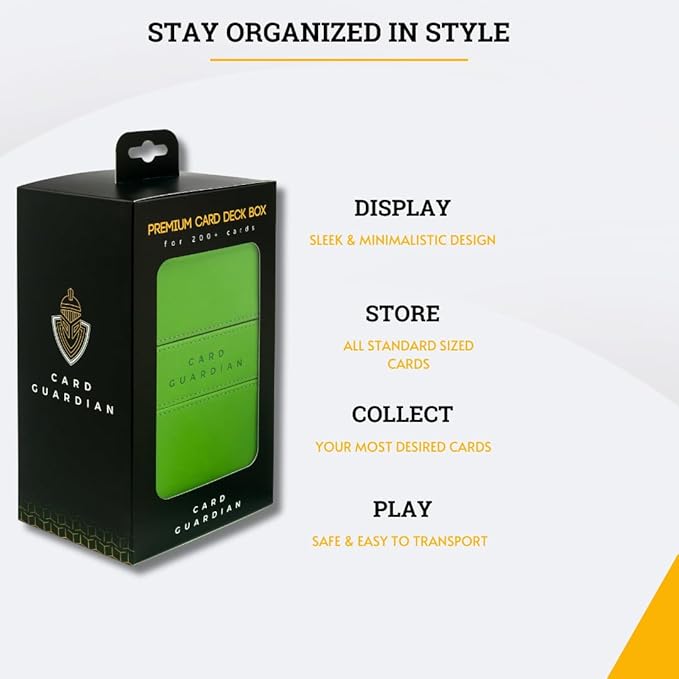 Card Guardian - Premium Double Deck Box (Lime Green) for 200+ cards Trading Card Games TCG Perfect for Magic the gathering (MTG), Commander Deck, Yugioh Deck Box, Sports Card Storage Boxes