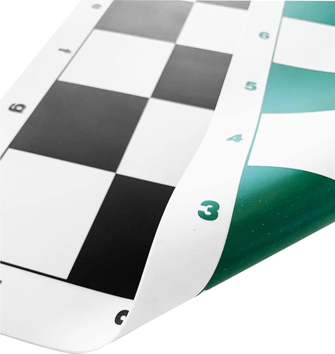 20 Inch Patented Chess Board - Foldable & Reversible Tournament Regulation Size Silicone Mat - Spill-Proof, Stain-Resistant, Roll-Up Travel Double-Sided Board for Adults and Kids - Portable & Durable.