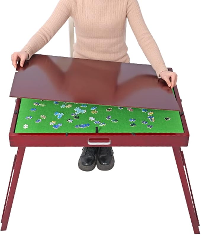 Wooden Jigsaw Table Puzzle Table with2 Drawers for Adults, Tilting Table Board for Games, Gift for Puzzle Amateur, Folding Tilting Table for 1000 Pieces Puzzles