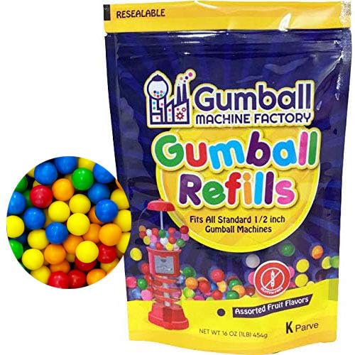 Gumballs Refill for Gumball Machines - Assorted Fruit Flavored Bubble Gum 1 pound