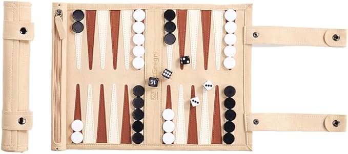 Backgammon Game Set - Roll up Board Games- Portable Travel Backgammon for Companion. Multiple Colors