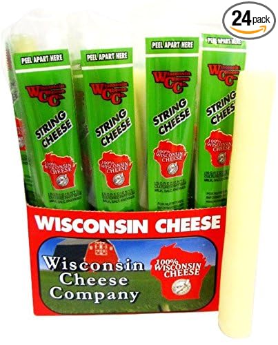 Wisconsin Cheese Company - 100% Wisconsin String Cheese Sticks, 1 oz. (24 Pack) Single Serve Snack Cheese Sticks | Low Carb & Keto-Friendly | Great for Travel, Camping, Hiking, Biking & Lunch Boxes