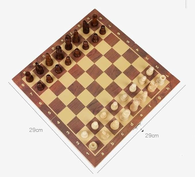 11.8" Magnetic Wooden Folding Chess Set, Game Board Interior for Storage for Adults Beginner Chess Board