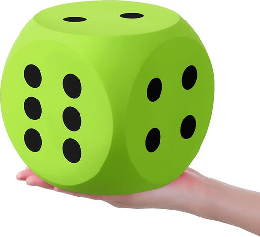 Shappy 6 Inches Foam Dice Fun Filled Large Educational Toy Kawaii Giant Dice Decorative Eva Foam Jumbo Cube Big Square Building Blocks for Game Nights Learning Sessions(Green,1 Pc)