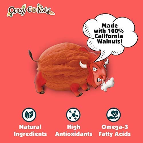 Crazy Go Nuts Walnuts Buffalo - Glazed Walnuts, Healthy Snacks, Vegan, Low Carb, Gluten Free, Superfood-Natural, Non-GMO, ALA, Omega 3 Fatty Acids, Good Fats, and Antioxidants - 1.25 Oz, 6-Pack